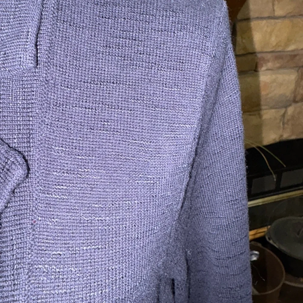 J.JILL SIZE MEDIUM NAVY BLUE MARLED ONE BUTTON CARDIGAN LONG CUFFS POCKETS